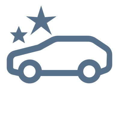 Піктограма автомобіля з двома зірочками синього кольору